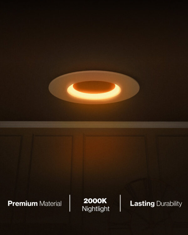 Recessed LED Lighting, 4 Inch, Night Light, Baffle, Selectable CCT, 600 Lumens