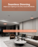 Recessed LED Lighting, 4 Inch, Black, Slim, Baffle Trim, Selectable CCT, 700 Lumens