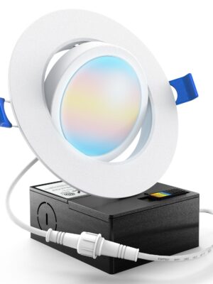 Recessed LED Lighting, 4 Inch, Slim Gimbal, Selectable CCT, 750 Lumens