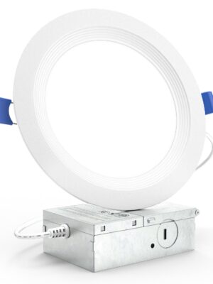 Recessed LED Lighting, 6 Inch, Slim, Wafer Thin, Baffle Trim, 850 Lumens