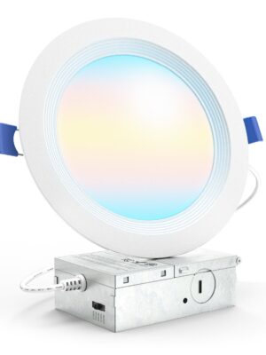 Recessed LED Lighting, 6 Inch, Slim, Baffle Trim, Selectable CCT, 1200 Lumens