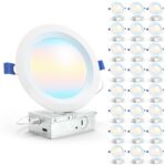 Recessed LED Lighting, 6 Inch, Slim, Baffle Trim, Selectable CCT, 1200 Lumens