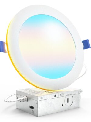 Recessed LED Lighting, 6 Inch, Night Light, Slim, Wafer Thin, Selectable CCT, 1500 Lumens