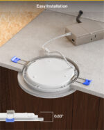 Recessed LED Lighting, 6 Inch, Night Light, Slim, Wafer Thin, Selectable CCT, 1500 Lumens
