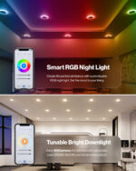 Recessed LED Lighting, 4 Inch, Smart Night Light Slim, Wafer Thin, Smooth Trim, Selectable CCT, 900 Lumens