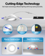 Recessed LED Lighting, 4 Inch, Slim Eyeball Gimbal, Selectable CCT, 900 Lumens