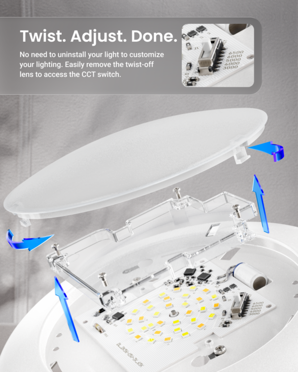 Recessed LED Lighting, 5/6 Inch, Disk Downlight, 15W, Selectable CCT, 1350 Lumens