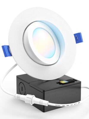 Recessed LED Lighting, 4 Inch, Slim Eyeball Gimbal, Selectable CCT, 900 Lumens