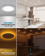 Recessed LED Lighting, 4 Inch, Slim, Wafer Thin, Night Light, Selectable CCT (2700K-6000K), 900 Lumens