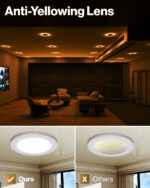 Recessed LED Lighting, 4 Inch, Slim, Wafer Thin, Night Light, Selectable CCT (2700K-6000K), 900 Lumens