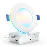 Recessed LED Lighting, 4 Inch, Smart Night Light Slim, Wafer Thin, Smooth Trim, Selectable CCT, 900 Lumens
