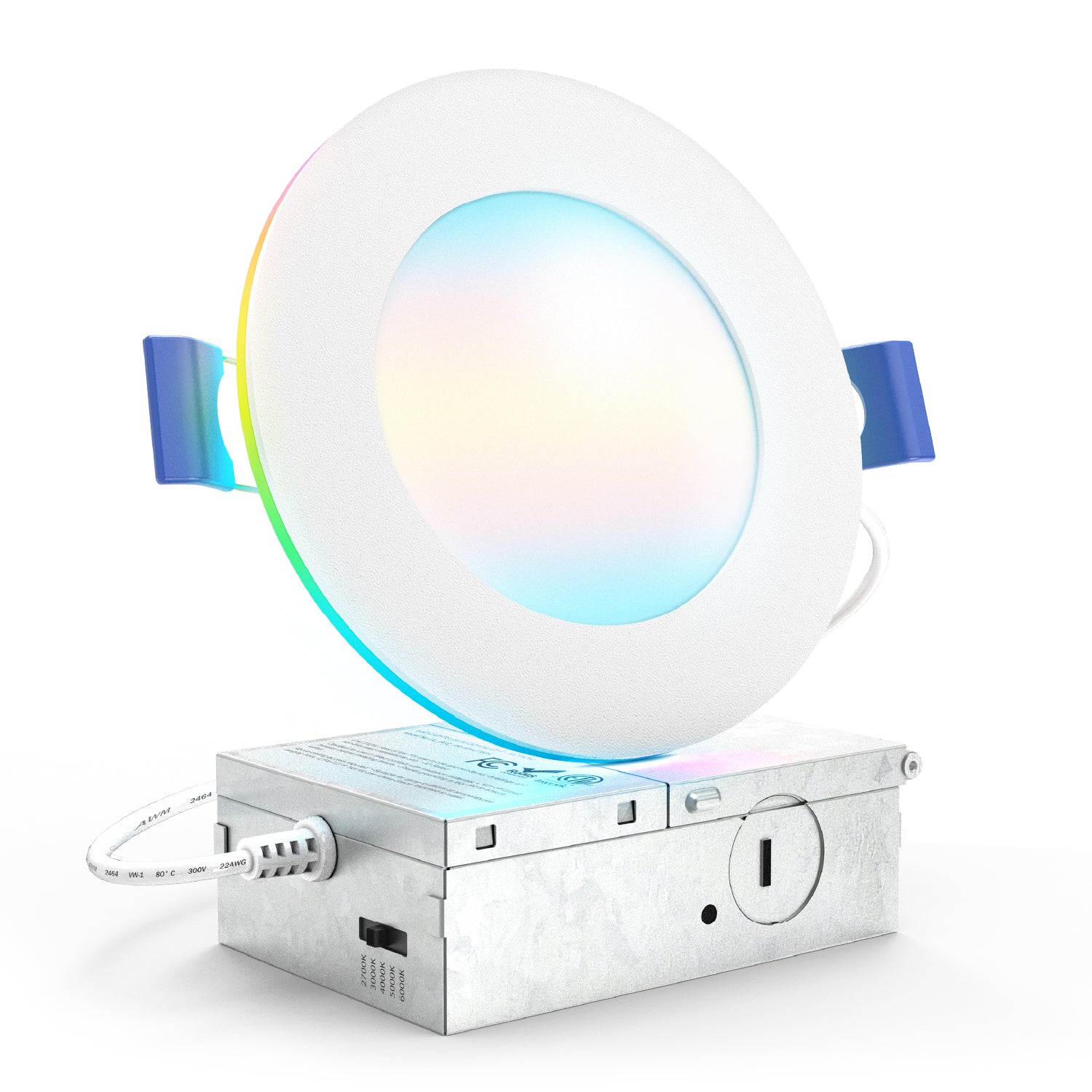 Recessed LED Lighting, 4 Inch, Smart Night Light Slim, Wafer Thin, Smooth Trim, Selectable CCT, 900 Lumens