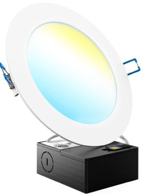 Recessed LED Lighting, 6 Inch, Slim, Wafer Thin, Selectable CCT, 1250 Lumens