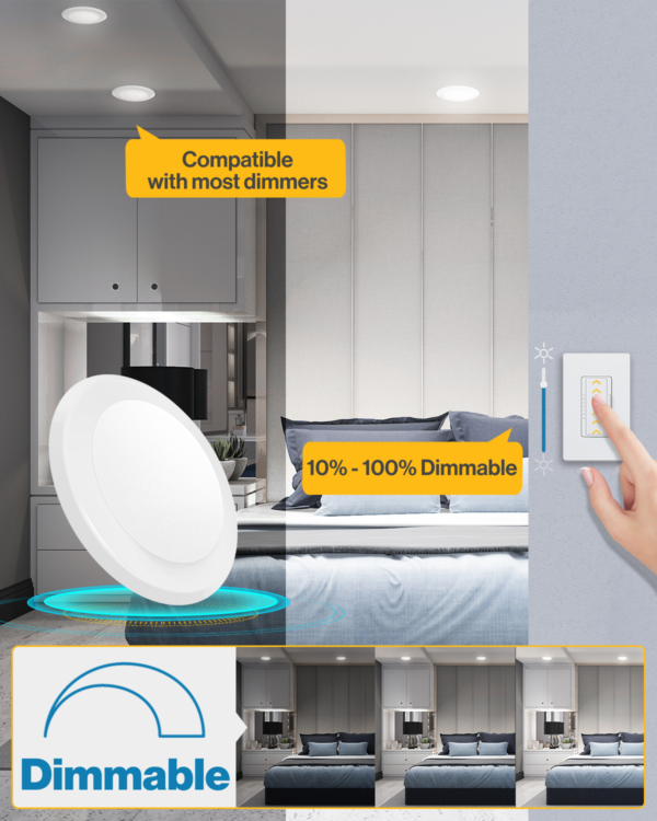 Recessed LED Lighting, 5/6 Inch, Disk Downlight, 12W, 850 Lumens
