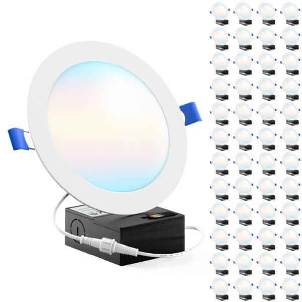 Recessed LED Lighting, 6 Inch, Slim, Selectable CCT, 1200 Lumens