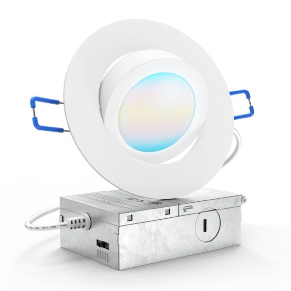 Recessed LED Lighting, 4 Inch, Slim Gimbal, Selectable CCT, 750 Lumens