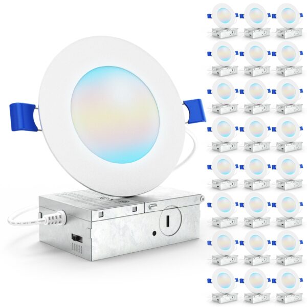 Recessed LED Lighting, 4 Inch, Slim, Selectable CCT, 650 Lumens