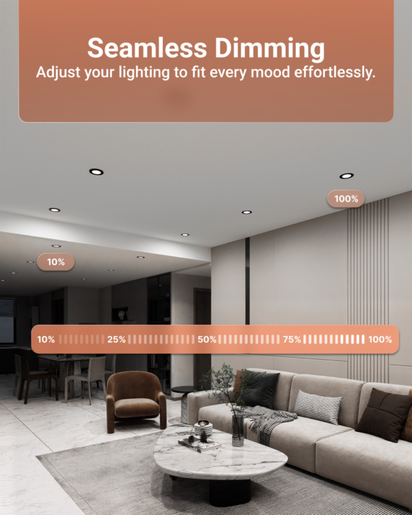 Recessed LED Lighting, 4 Inch, Slim, Wafer Thin, Black Trim, Selectable CCT, 700 Lumens